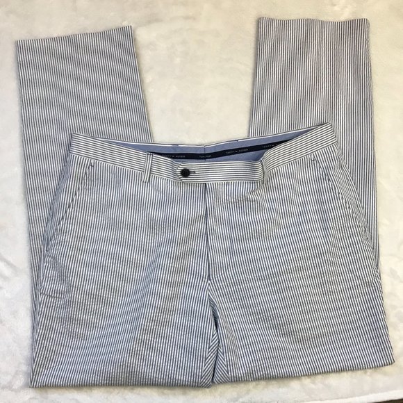 Tommy Hilfiger Mens Seersucker Dress Pants Blue White Striped Cotton Blend 36X30 - Picture 6 of 8